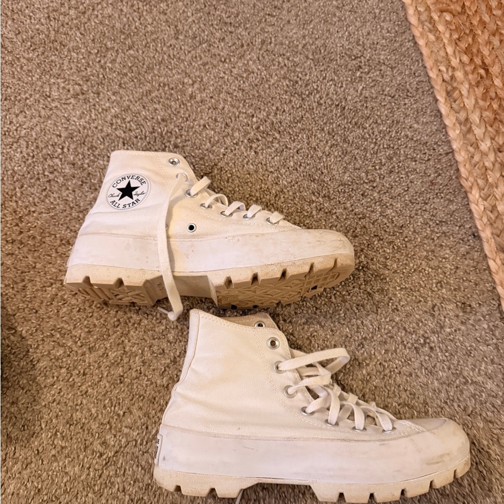 Converse White High Top Platform Sneakers